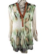 Anthropologie TINY Mulitcolor Faux Leather Trim Shibori Abstract Top Wom... - $940.28 MXN