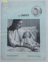 1945 antique BABY KNIT CROCHET PATTERN BOOK adorable BEEHIVE WOOL YARN - $22.28