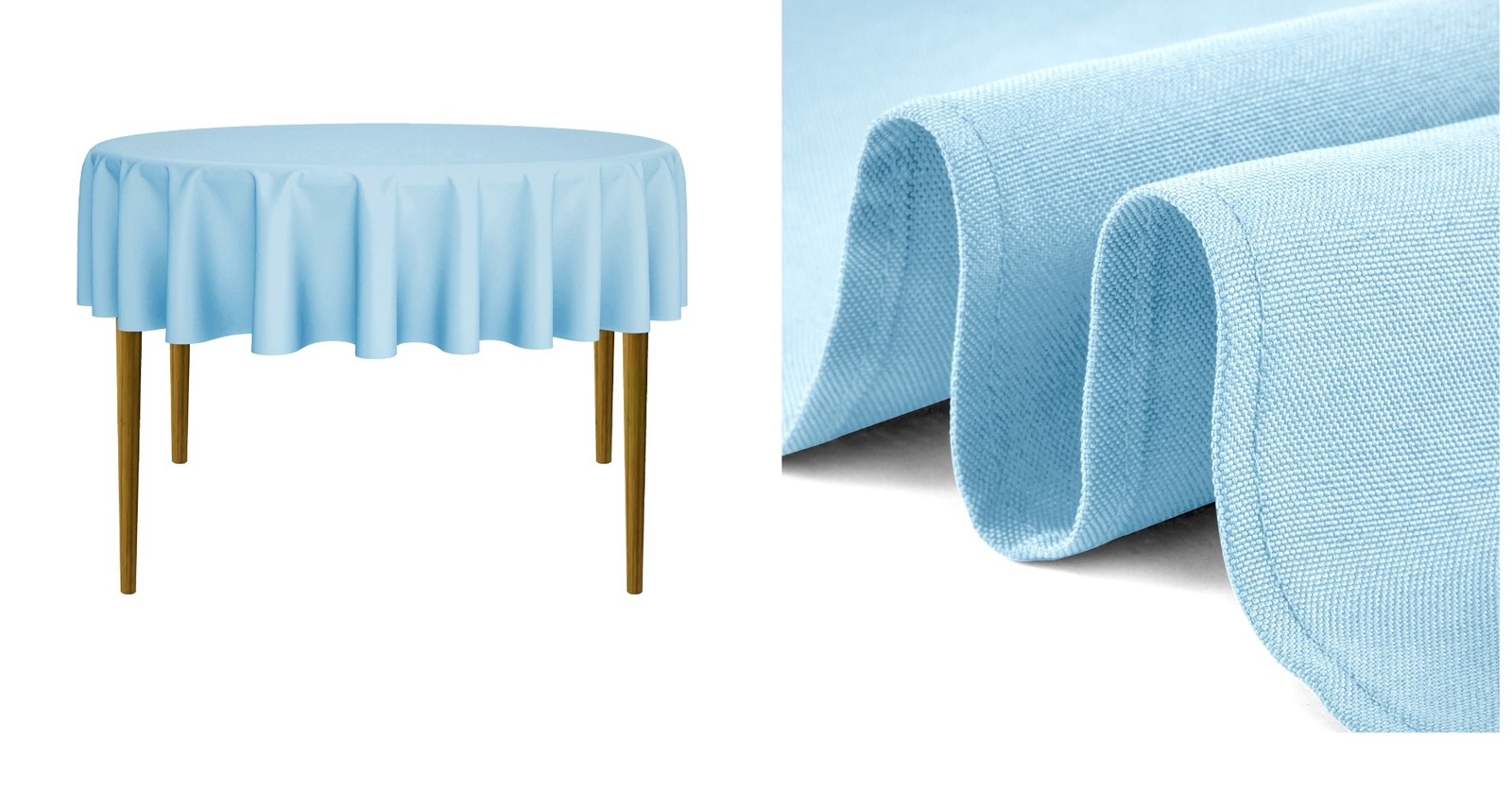   Baby Blue - Round Wedding Banquet Polyester Fabric Tablecloth - AA001 - $29.99+