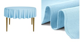   Baby Blue - Round Wedding Banquet Polyester Fabric Tablecloth - AA001 - £23.58 GBP+