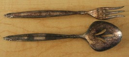 Lot Silver Plate Flatware 1847 Rogers GARLAND Pattern Sugar Sifter Spoon &amp; Fork - £16.79 GBP
