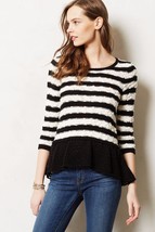 Nwt Anthropologie Striped Peplum Pullover By Knitted &amp; Knotted M - £47.39 GBP