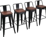 Yongchuang 30&quot; Metal Barstools Set Of 4 Industrial Bar Chairs Matte Blac... - $214.93