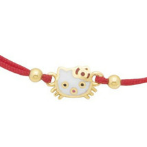 Kabbalah Red String Bracelet w 14k Solid Gold Enamel Hello Kitty Charm for Kids - £83.02 GBP