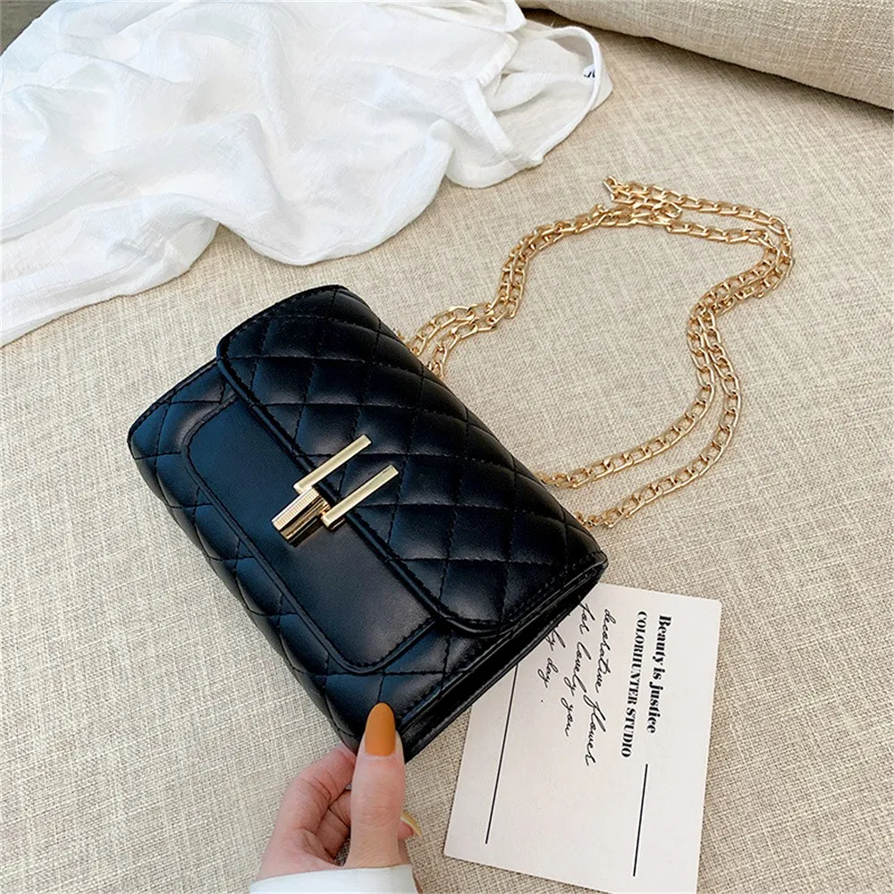 R bags korean version pu leather texture chain rhomboid handbag messenger bag crossbody thumb200