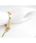 Vintage Monet Bracelet linked Gold White Enamel Safety Chain Costume Jew... - £5.38 GBP