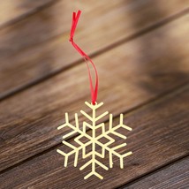 Wooden Christmas Ornament Snowflake - Holiday Home Decor 4&quot; With Giftbox - £4.28 GBP