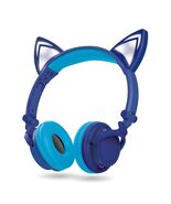 ART+SOUND Kawaii Cat LED Bluetooth Wireless Wired Kids Headphones Blue - $17.77 CAD