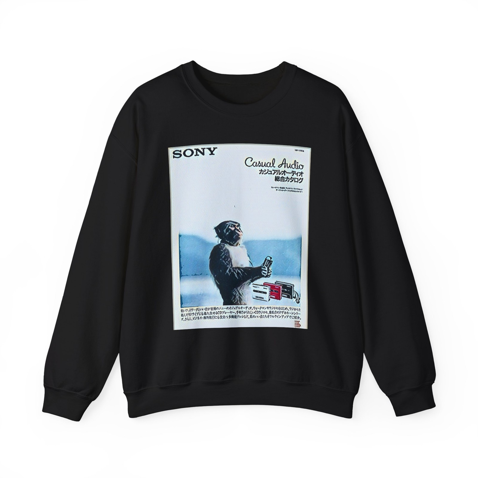 Sony Retro Ad Casual Audio Long Sleeve Sweatshirt Graphic Print Crewneck... - $29.22+