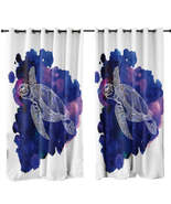 Turtle over Dark Blue Paint Stain Curtain - $1,085.34 MXN+