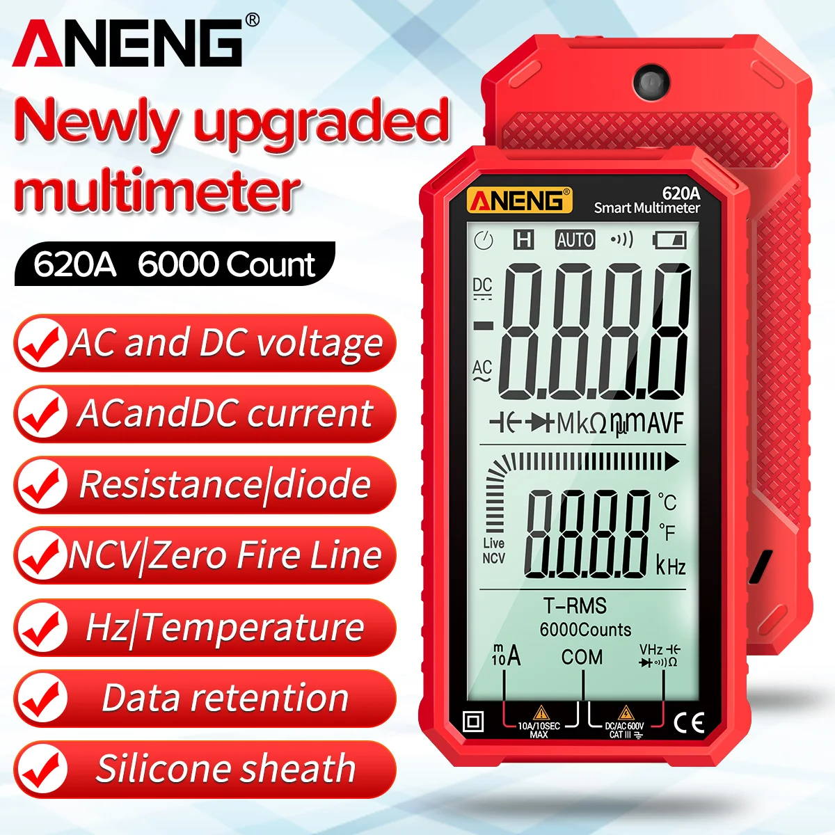 ANENG Digital Multimeter 620A 4.7-Inch LCD Display AC/DC Ultraportable True-RMS  - $284.16