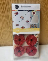 Room Mates Peel &amp; Stick 3D Wall Decals Flowers Red 1.75&quot; Diameter - $21.28