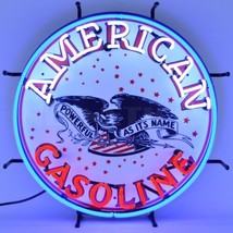 American Gasoline Car Garage Neon Sign with Backing 24&quot;x24&quot; - $424.99