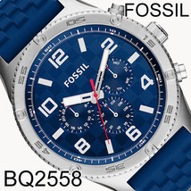 NIB Fossil Brox Multifunction Blue Silicone Watch BQ2558 Chronograph $169 Retail - £58.24 GBP