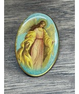 Female Angel Pinback From The Heavens Oval Flowy Baroque Style Lapel Pin... - $9.89