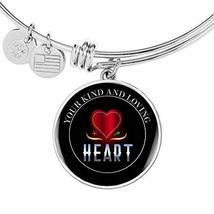 Love Message Gift Your Kind and Loving Heart Circle Bangle Bracelet Stainless St - £24.28 GBP
