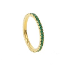 2021 Gold Color 925sterling Silver Eternity Band Delicate Green Cz Cute Girl Wom - £13.34 GBP