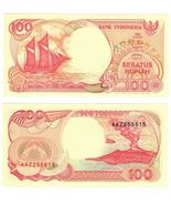 1984 Indonesia 100 Rupiah Banknote Traditional Ship UNC - $2.91