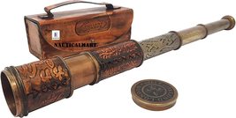Stempunk Gift Handheld Pirate Brass Spyglass Telescope with Leather Case/Sailor  - £26.37 GBP