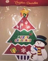 Large Merry Christmas Wall Window Decoration Decor Foam Board Snowman 19... - £8.66 GBP