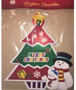 Large Merry Christmas Wall Window Decoration Decor Foam Board Snowman 19... - £8.55 GBP