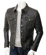 LE Men Black Leather Shirt Beaworthy - £110.61 GBP+