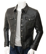 LE Men Black Leather Shirt Beaworthy - £110.61 GBP+