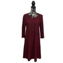 Eileen Fisher Washable Wool Scoop Neck Dress 3/4 Sleeves Maroon Red - Si... - $66.76