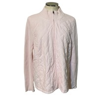 Croft &amp; Barrow Blush Pink Quilted Ribbed Knit Zip Up Sweater Jacket Size 1X - £18.09 GBP