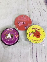 Uterus Heart Teeth Novelty Pin Lot 3pc I Heart Guts Medical Doctor Nurse Gifts - £12.00 GBP