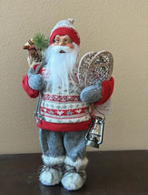 Sleigh Hill Trading Santa Claus Wearing A Warm Fur Coat Holding A Jute Gift Bag - £27.51 GBP