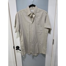 Vintage Van Heusen Tan Plaid Short Sleeve Shirt 15.5 32/33 Classic Fit - $18.00