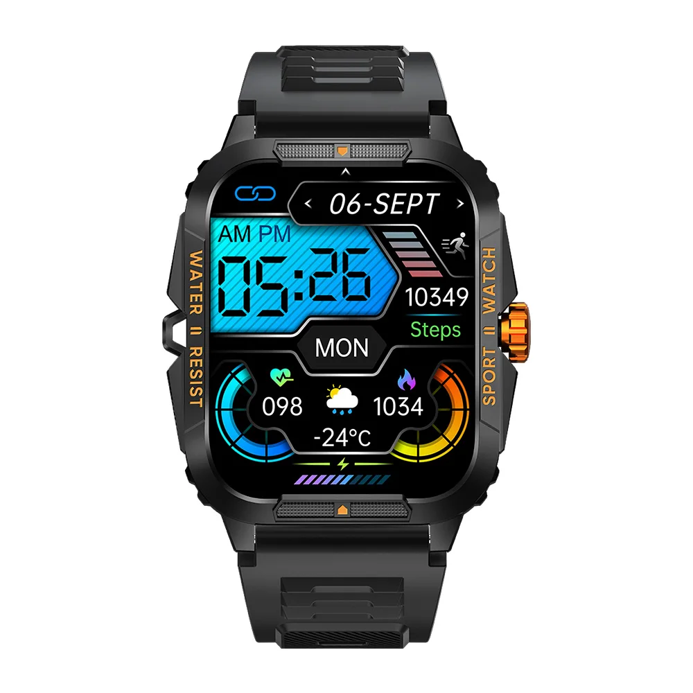 P76 1.96&quot; Outdoor Military Smartwatch Men Bluetooth Call Smart Watch 3AT... - $51.43