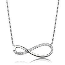 Rhodium Plated Simulated Diamond Infinity Symbol Pendant Fashion Necklace 16+3&quot; - £54.25 GBP