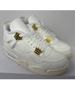 Air Jordan 4 Retro Metallic Gold Sail Shoes AQ9129-170 Women&#39;s Size 8.5 - £226.40 GBP