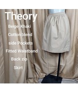 Theroy Beige Khaki Side Pockets Cotton Blend  Skirt Size 12 - £41.38 GBP