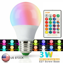 Rgbw E27 Led Bulb Light 16 Color Changing Dimmable With Ir Remote Contro... - $14.99