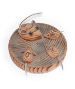 Vintage 1970s Wooden Mice Display Leather Handmade Ears Tails Kitsch Fig... - $16.99
