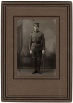 Cabinet Photo of a WW1 Young Soldier Standing with Sword - approx. 7 x 9.75 in. - £8.89 GBP