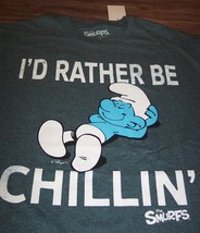 Vintage Style Smurfs Smurf &quot;I Rather Be Chillin&quot; T-Shirt Small New w/ Tag - £15.53 GBP