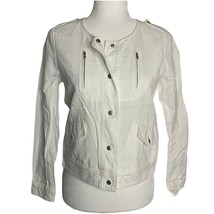 DITA Snap Front Light Weight Jacket S White Pockets Long Sleeve Collarless - £14.78 GBP