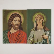 Paint By Number PBN Vintage Portraits Jesus Christ &amp; Mary 14x10 MCM Religious - £30.25 GBP