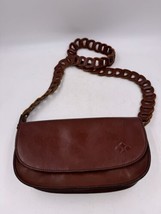 Patricia Nash Chelsey Chainlink Xbody Handbag Cognac Vtg Leather Scratches - $65.10