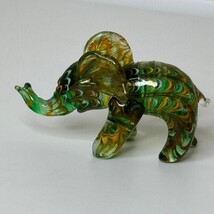 LENOX Glass Elephant Figurine Swirl Green Amber Animal Statue - $557.79 MXN