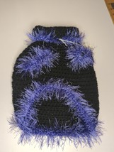 Dog Sweater Hand Made Knit Crochet Black Purple Fluffy Pet Fashion Glam ... - £23.44 GBP