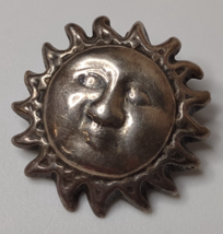 Vintage 925 Sterling Silver Sun Brooch Or Pendant Made In Mexico - £43.90 GBP
