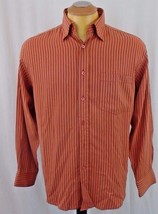 Bugatchi Uomo Medium Orange Striped Long Sleeve Men&#39;s Dress Shirt - $11.77