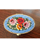 Beautiful 2&quot; Oval Hinged Micro Mosaic Trinket Box Pill Box - $931.33 MXN