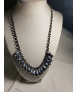 19 Inch Necklace Black White Marble Beads With Black Rhinestone Beads Un... - £25.50 GBP