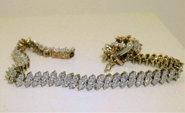 10.00 Ct Round Cut Simulated Diamond Tennis Gift Bracelet 14K Yellow Gold Plated - £221.50 GBP